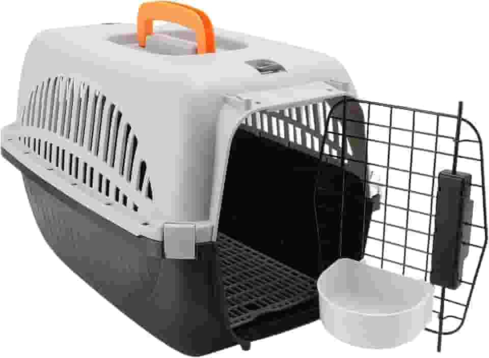Asixxsix Transportadora Para Animais De Estimação Aprovada Pelas Companhias Aéreas, 48 X 32 X 32 Cm Caixa De Transporte Portátil Para Cães Com Laterais Altas E Porta De Arame (Preto)