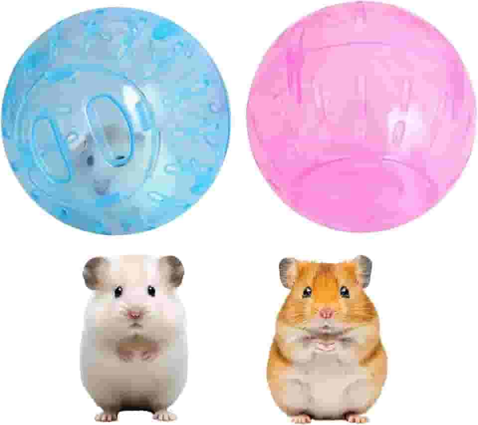 2 bolas de hamster rotundidade de 9 cm, bolas de exercício de hamster anão respiráveis e resistentes, brinquedos de gerbil, animais pequenos, suprimentos portáteis para animais de estimação pequenos