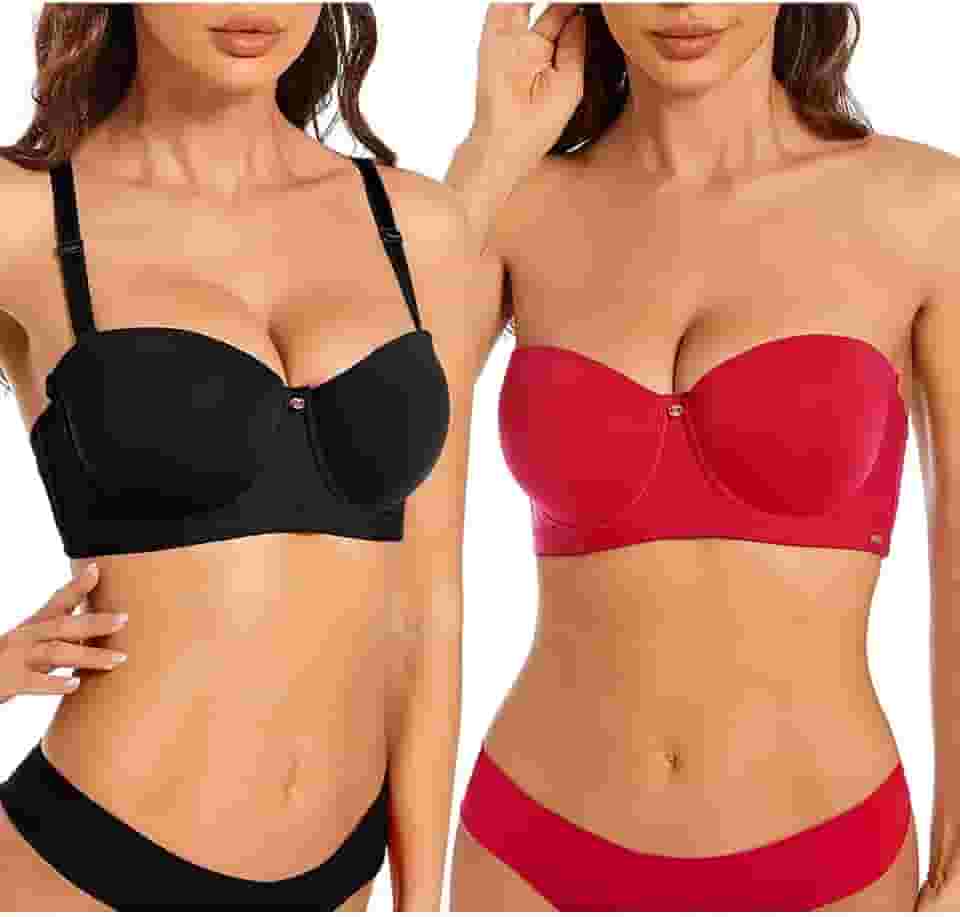 Sutiã feminino Balconette Push Up sem alças com aro Demi Smoothing Touch camiseta sutiã alças conversíveis 2 peças