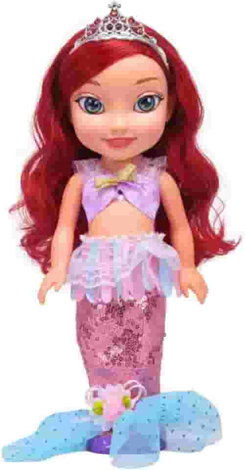 Boneca Princesa Sereia Que Fala Vestido Rosa Com Acessórios Articulada - Castela