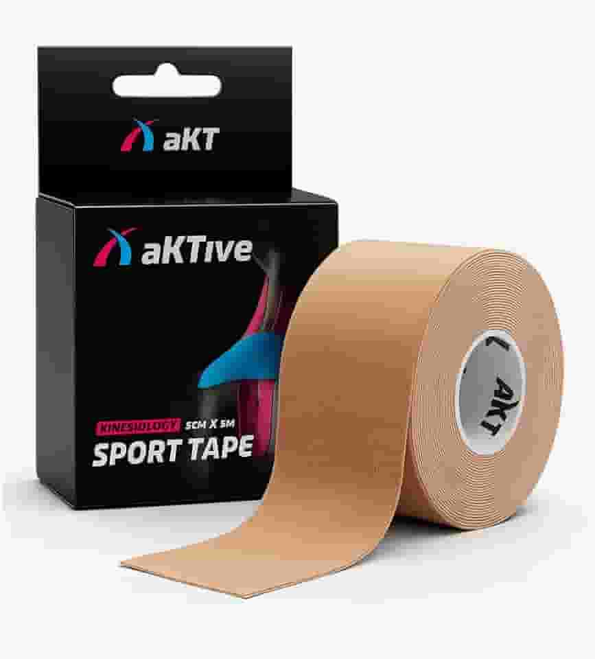 Fita Tape Bandagem Kinesio AKTive Tape Sport Kinesiology Anti alergico | Funcional Fisioterapia Muscular Esporte Musculação Evita Lesões | Cor Bege