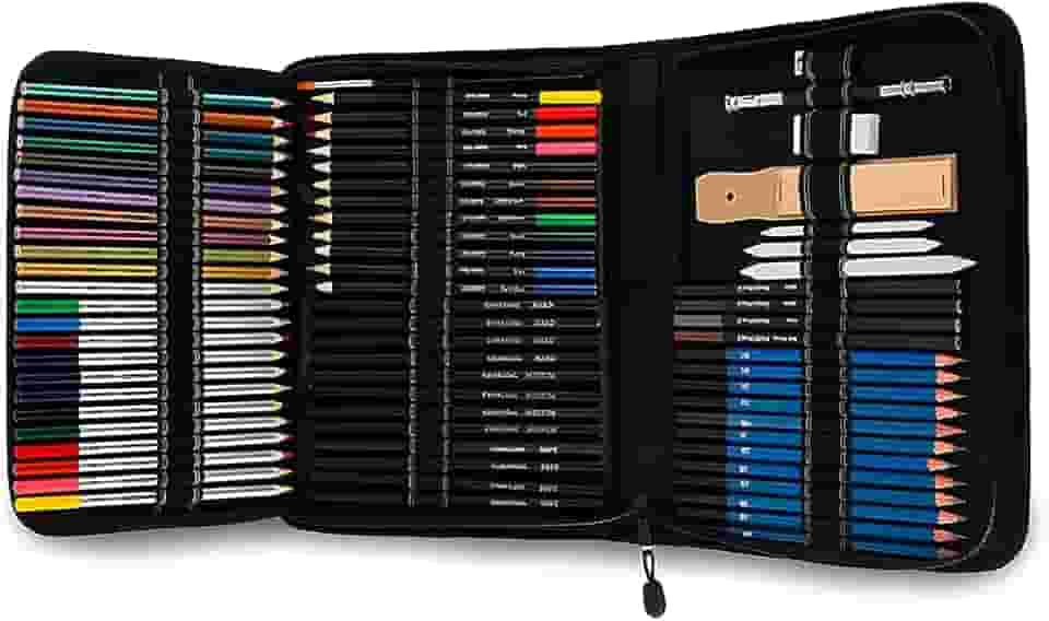 Conjunto Profissional De Lápis De Cor Para Desenho E Esboço Com 72 Unidades, Lápis De Cor Grafite, Ferramenta De Haste De Carvão, Estojo Lona com Zíper, Para Crianças Adultos, Adolescentes E Artistas