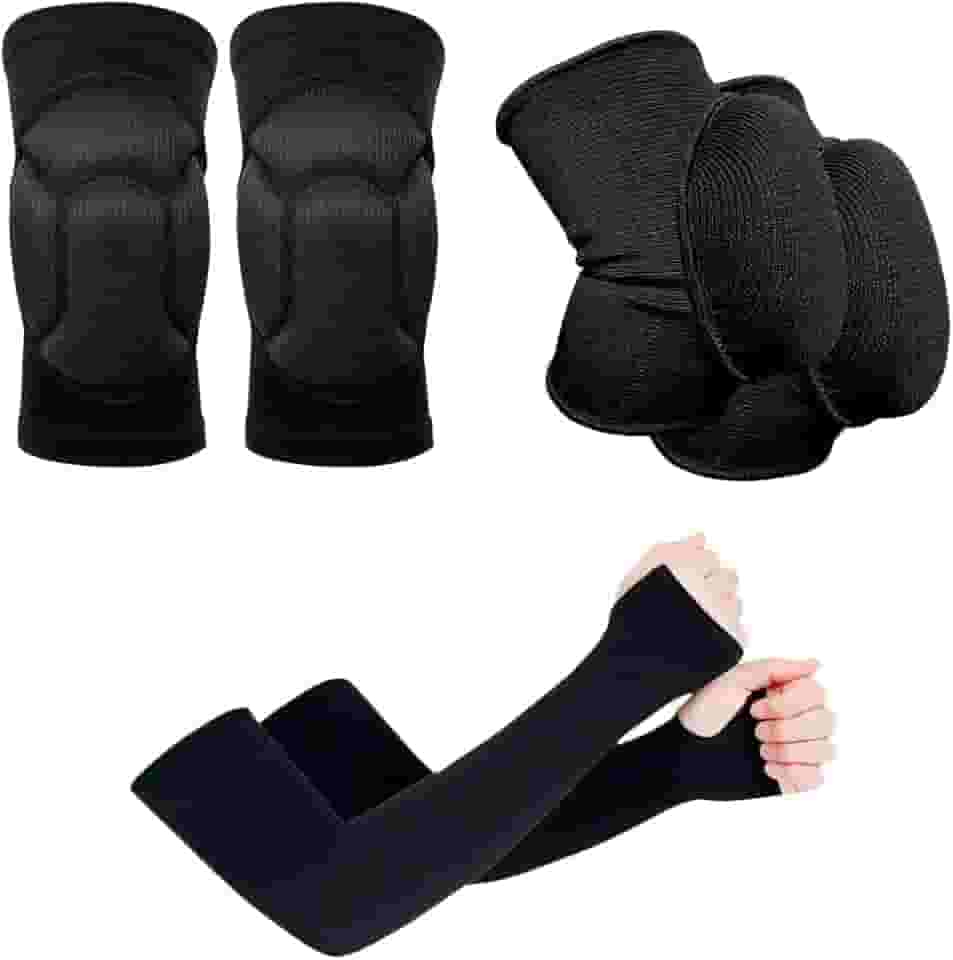 Kit Cotoveleira + Joelheira + Manguito Proteção Solar Manga Longa Anti-impacto Vôlei Futsal Handball Pares Unissex