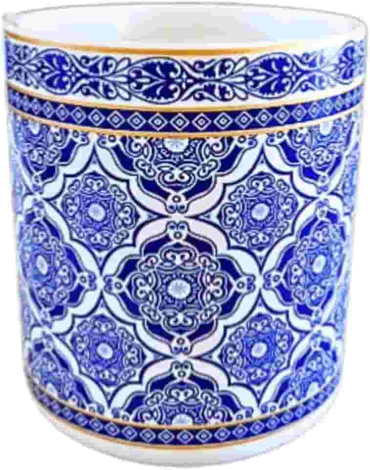 Cachepôs Vaso Azulejo Português Azul Branco 10 cm Arranjos Flores Suculentas (Cachepô A)