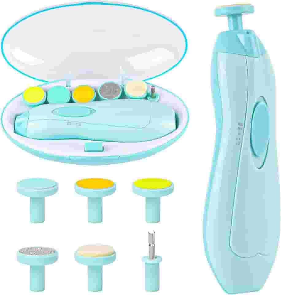 Cortador de unhas de bebê com luz, cortador elétrico de unhas de bebê Lupantte, lixa de unha segura para bebês recém-nascidos e crianças, cuidados com as unhas das crianças, esmalte