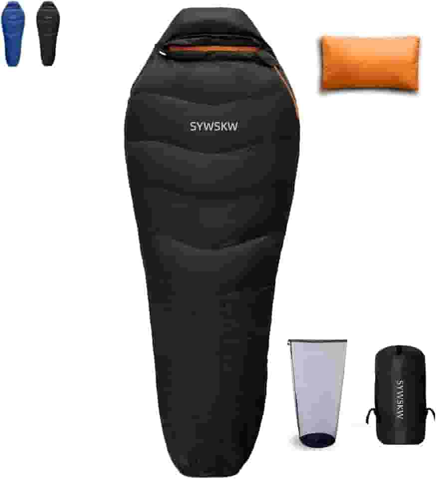 Saco de dormir de plumas com travesseiro para mochila, saco de dormir de 220 x 85 cm, para adultos, adolescentes, jovens, acampamentos e caminhadas ao ar livre com penas de pato de 680 FP