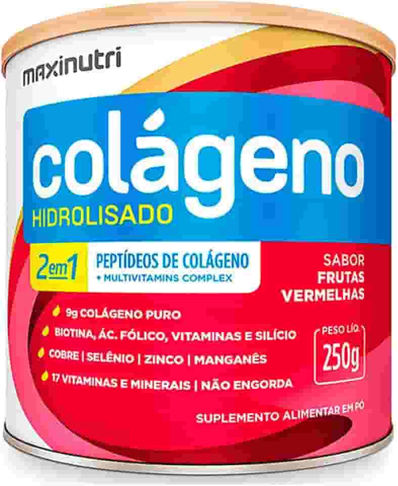 Colágeno Hidrolisado 2 em 1 ZERO (250g) - Sabor Frutas Vermelhas, MaxiNutri