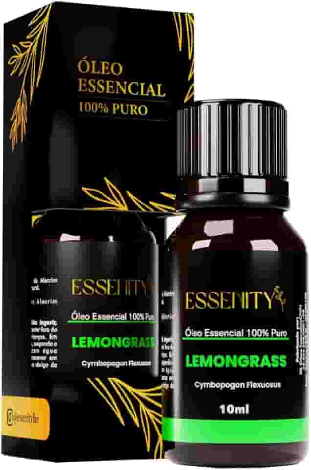 Óleo Essencial de Lemongrass Capim Limão 10ml 100% Puro – Refrescante, Energizante, Aromaterapia, Massagem, Difusor – ESSENITY