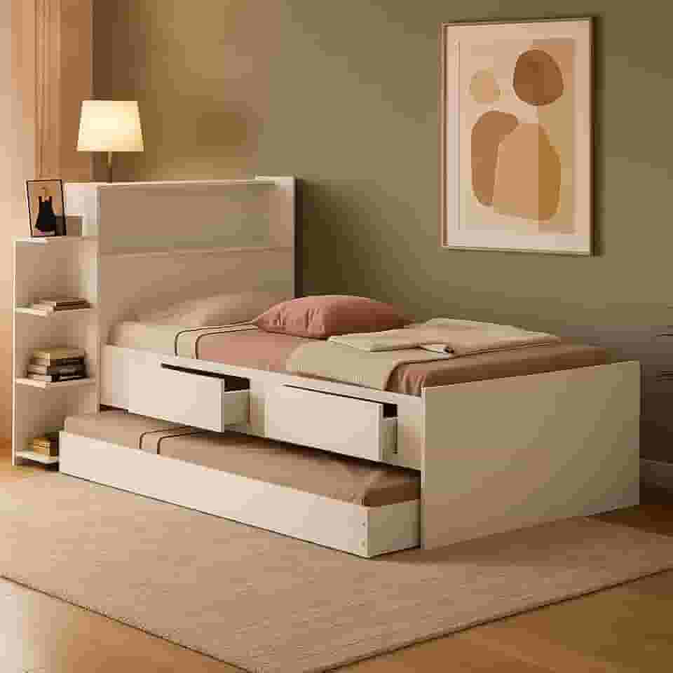 Cama Solteiro Isa Com Cama Auxiliar (Branco)
