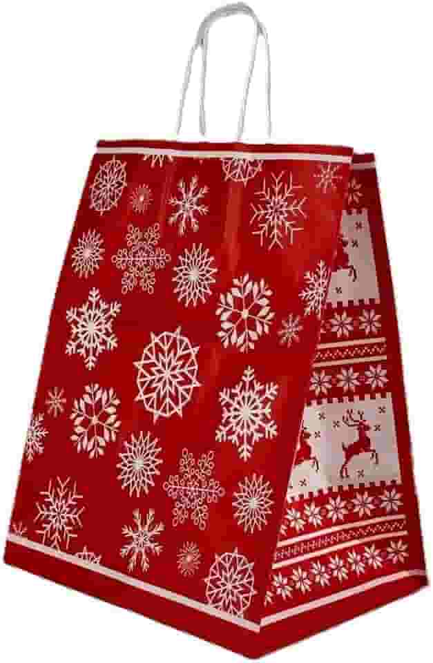 Sacola Kraft Branca - Natal 25 Rena 20x15x25 c/10un