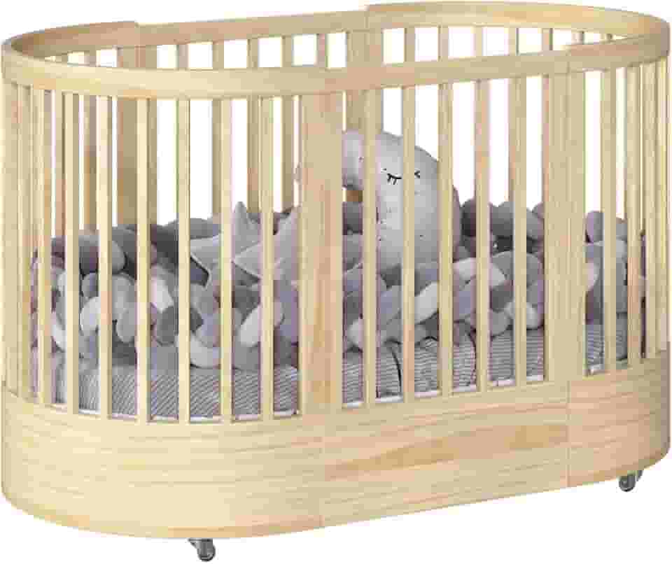 Berço Redondo 3 em 1 Divicar Wave: Evolutivo do Berço à Minicama, Design e Segurança para o Quarto do Bebê (NATURE)