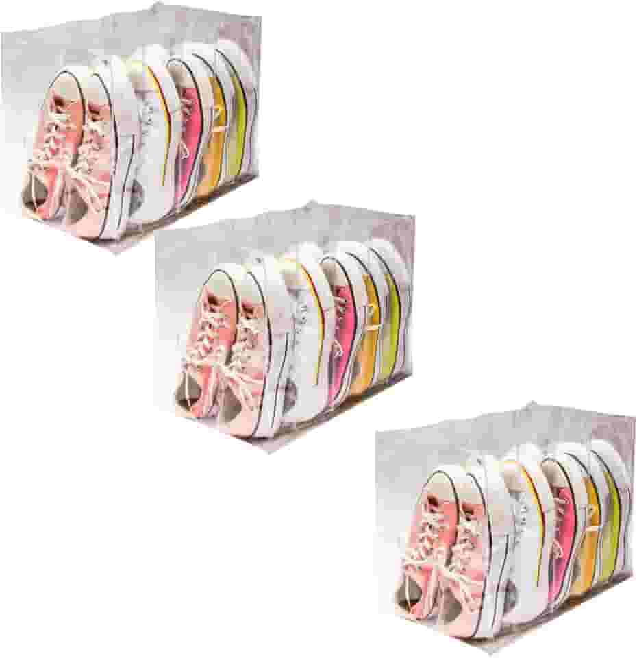 Kit 3 Colmeia Organizador Sapatos Toalha 6 Nicho Chinelos Tênis Roupas Cama Plástico Reforçado Transparente Nizz Organizadores