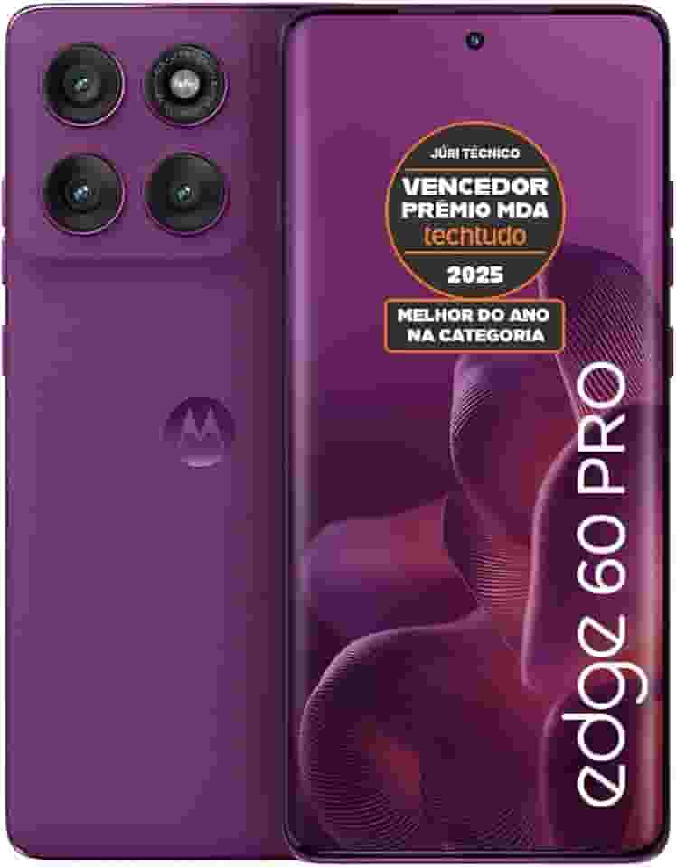 Smartphone Motorola Edge 60 PRO 5G - 256GB 24GB (12GB RAM+12GB Ram Boost) Tela Quad-Curve moto AI 50MP Sony Camera ultrarresistencia militar IP68 + IP69 - Violeta
