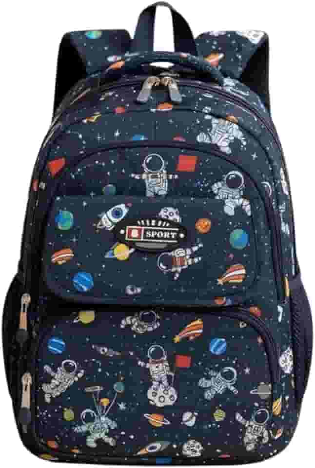 Mochila Escolar Infantil Astronauta Impermeável Design Espacial Espaçosa Menino Ótimo Acabamento Costura Reforçada Alta Durabilidade