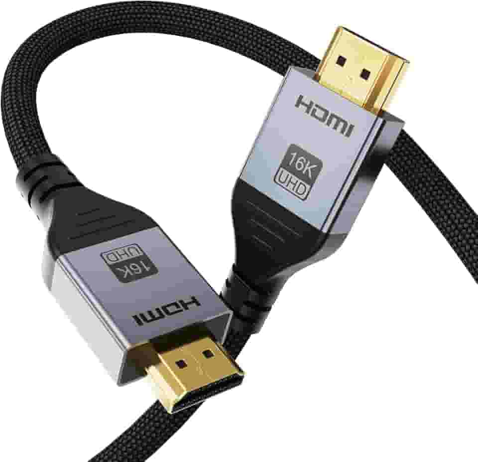 Cabo HDMI 2.2 16K 3,3FT, 96Gbps Ultra Alta Velocidade 16K @60Hz 8K @120Hz 4K @480Hz Cabo HDMI HDCP 2.3 e HDR10 para PS5/Xbox Series X|S/Roku TV/PC/Monitor/Blu-ray/Projetor