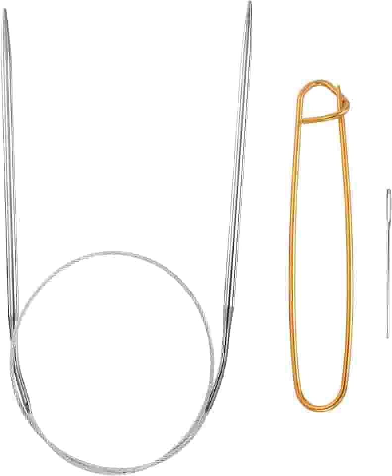 Generic Agulhas de tricô circulares de aço inoxidável de 61 cm, agulhas de tricô 6/4 mm, 14 cm, com suporte de ponto de tricô para tricô rápido, de ponta a ponta, cachecóis, colares