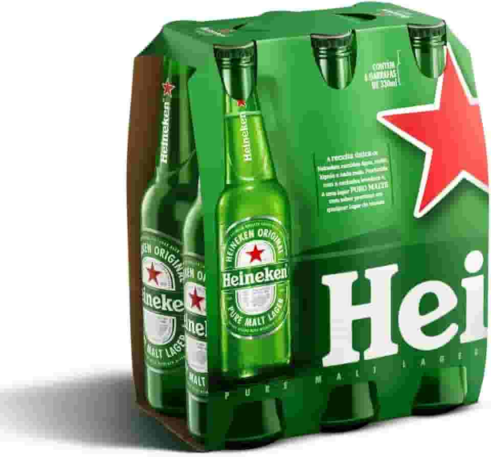 Cerveja Heineken Long Neck, Pack 6 unidades, 330Ml