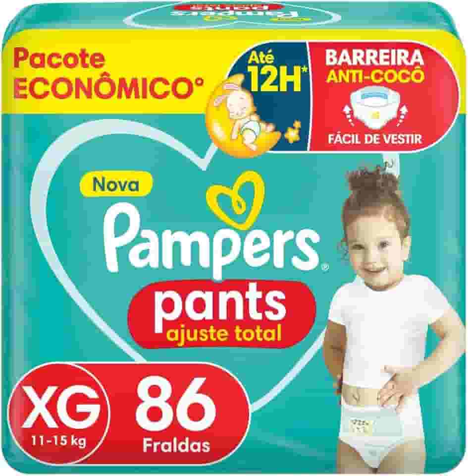 Fralda Pampers Pants Ajuste Total tamanho XG, Fácil de Vestir, 86 Unidades