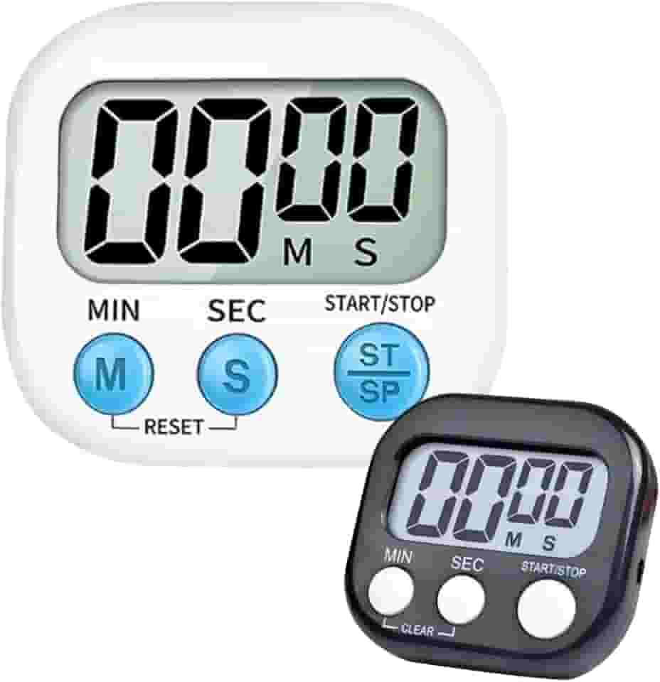 Timer Digital Para Cozinha Temporizador Cronômetro Relógio Imã, LCD Grande, Alarme, Suporte Para Mesa Ou Gancho Original Na Cor Branco ou Preto