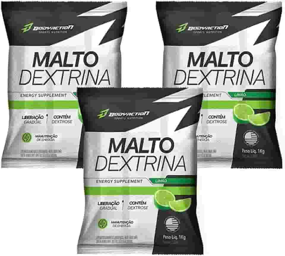 KIT 3x Maltodextrina - 1kg Cada - Body Action (Limão)