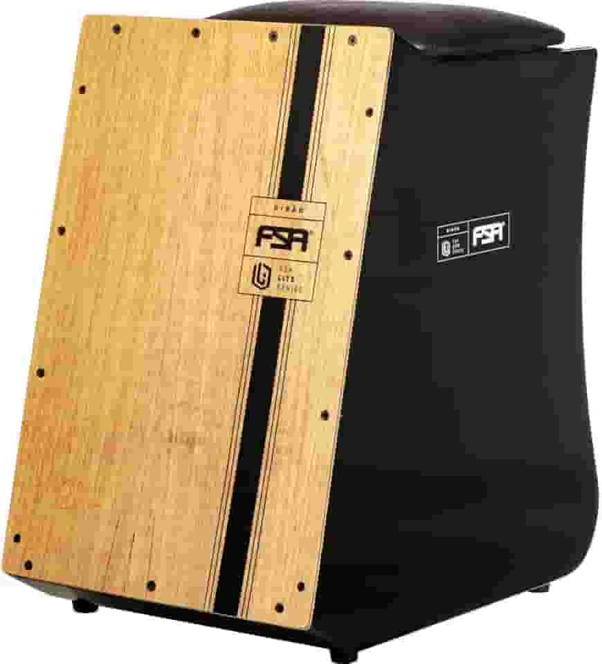 Cajon FSA Instrumento de Percussão Profissional Feito à Mão - Graves Profundos, Som de Caixa Nítido, Madeira Brasileira, Design Ergonômico de Inclinação LITE GB LTG-01 PRETO BK