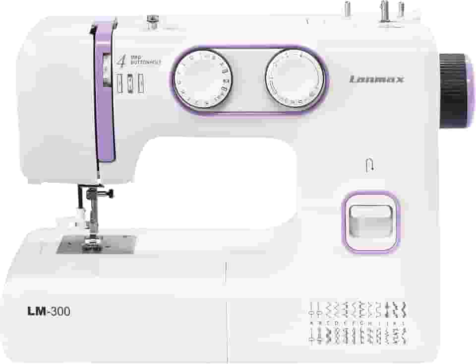 Máquina de Costura Doméstica Portátil Lanmax Bivolt 24 Pontos Servo Motor 100w de Potência Costura em Jeans Iluminação LED Passador de Linha Automático Retrocesso Estrutura Interna em Metal