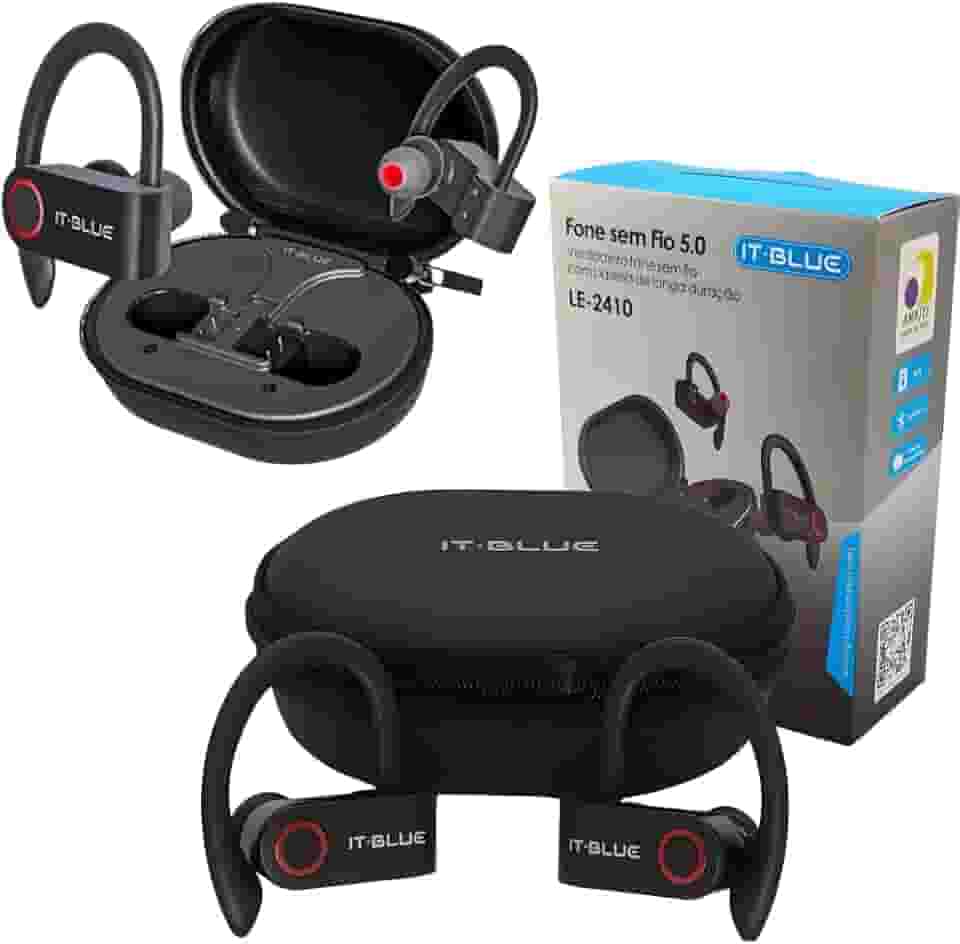 Fone de Ouvido Bluetooth Para Corridas, 96 Horas para Reprodução, Design Esportivo com Display de Led, Gancho De suporte Que Não Cai, Com Microfone Embutido, Perfeito Para Treinos - Premium