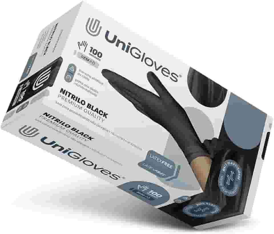 UNIGLOVES Luva Nitrilica Para Procedimento (Sem Pó) Unigloves® Black Premium Quality - M - 100 Unidades