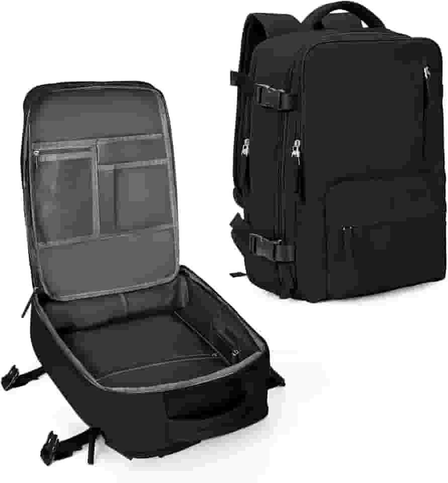 Mochila feminina de viagem grande, impermeável, aprovada como bagagem de mão, para trilha e esportes ao ar livre, A - Preto, Large