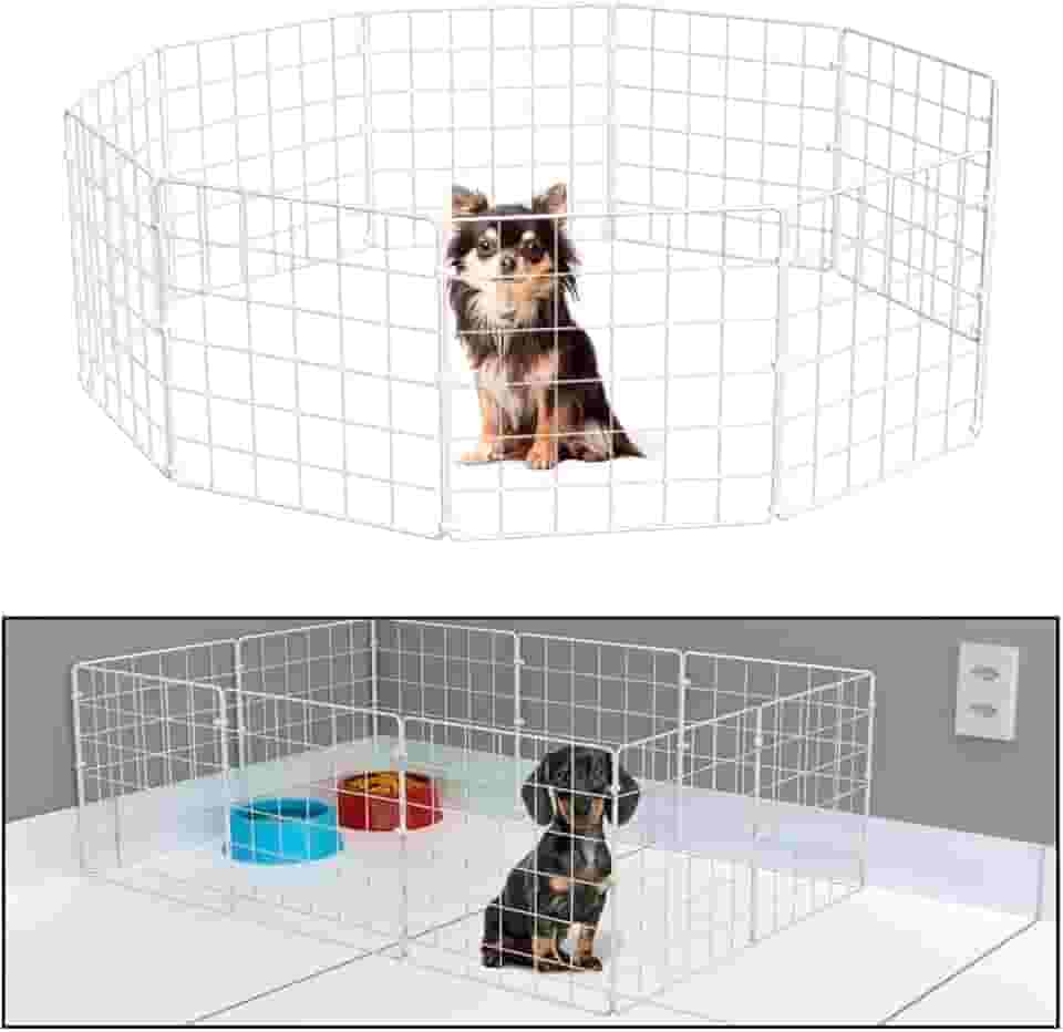 Cercadinho Pet Dobravel Móvel Articulado Cachorro Pequeno Porte Gato 10 Telas 30cm Branco