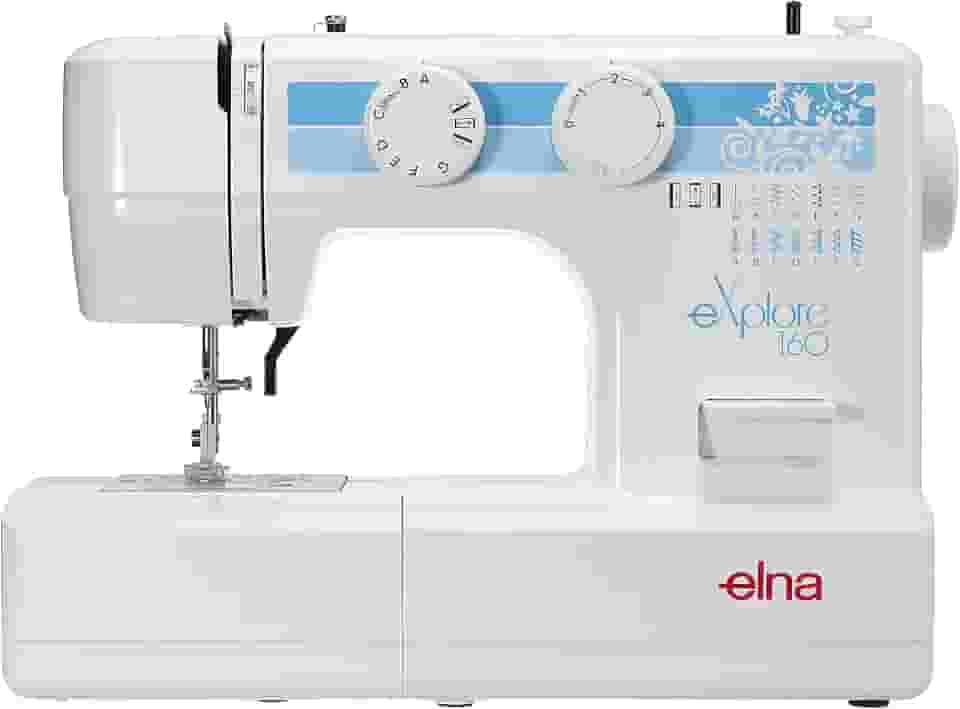 Elna Máquina de costura mecânica eXplore 160; 12 pontos embutidos utilitários, elásticos e decorativos em uma máquina portátil leve de 5,8 kg