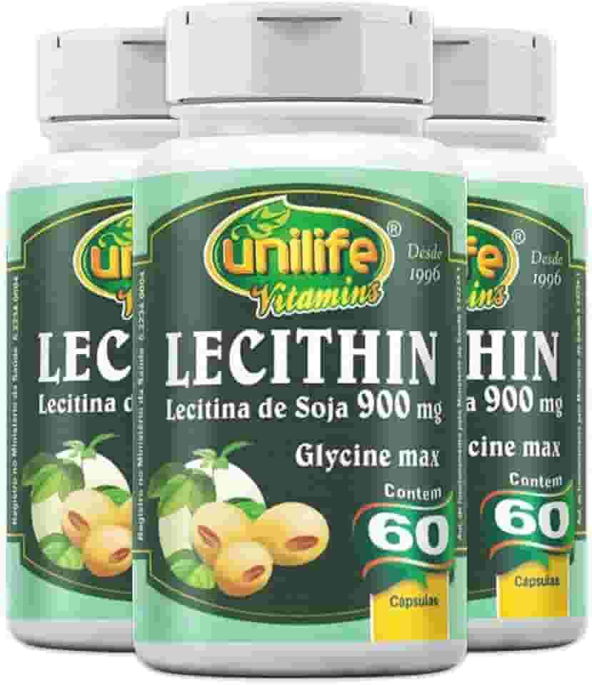Kit 3 Lecitina de soja 900mg Unilife 60 cápsulas
