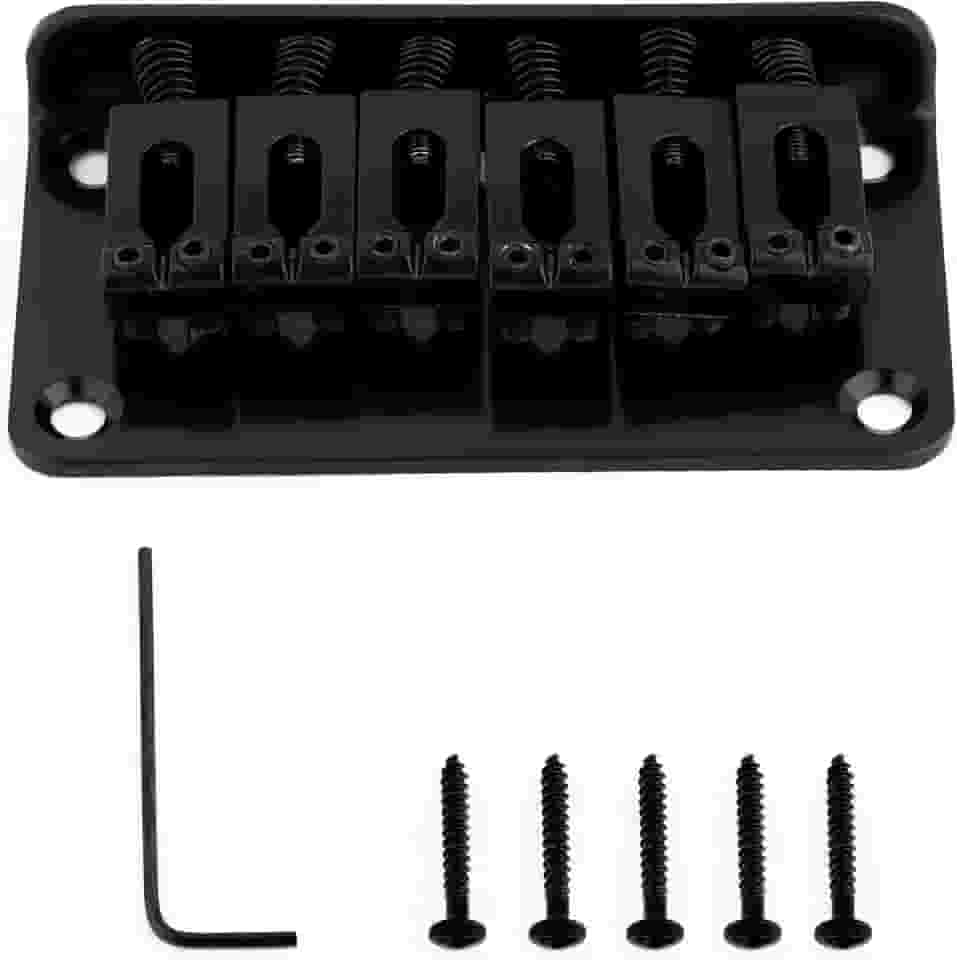 Metallor Ponte de sela rígida fixa para guitarra com carga superior compatível com peças de guitarra elétrica estilo Tele de 6 cordas (Preto)