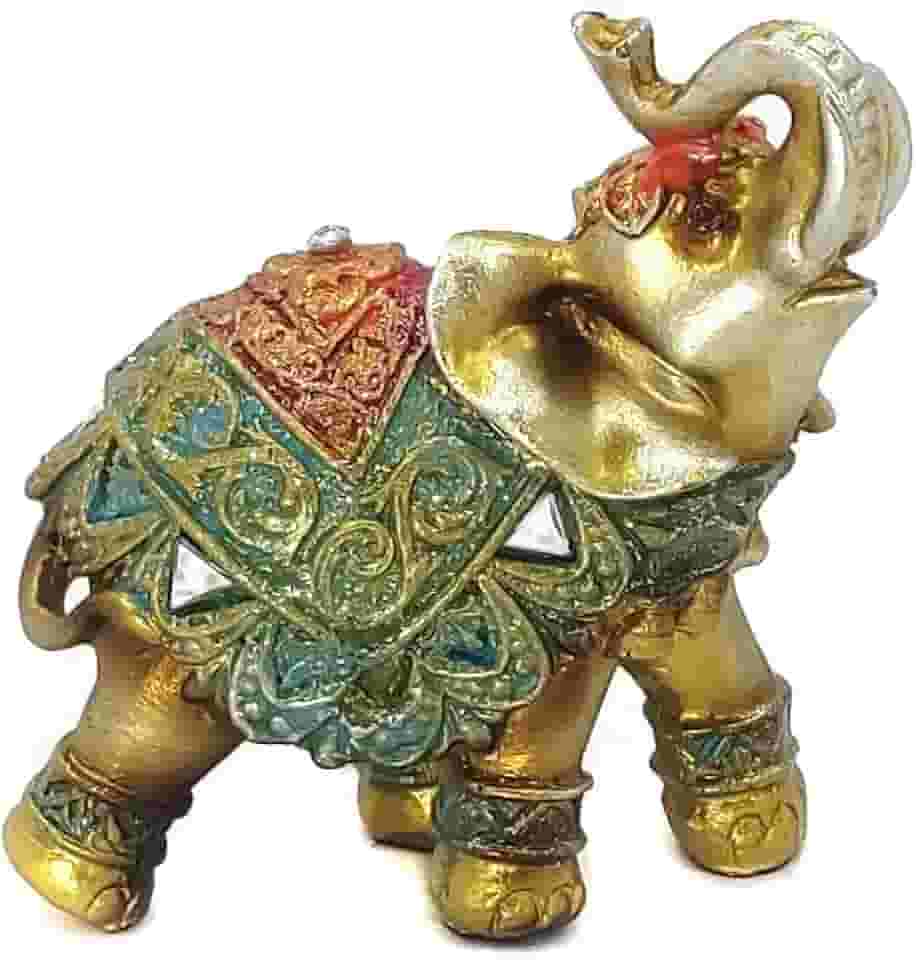 Elefante Decorativo Em Resina Indiano Sabedoria Sorte Modelo Elf-S (S100)
