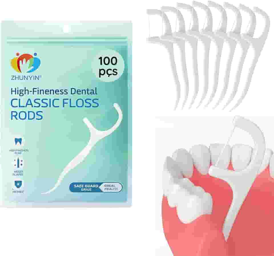 Fio Dental com Haste 2 em 1 Kit com 100 Unidades para Limpeza Bucal Profunda - Ideal para Viagens e Uso Diário