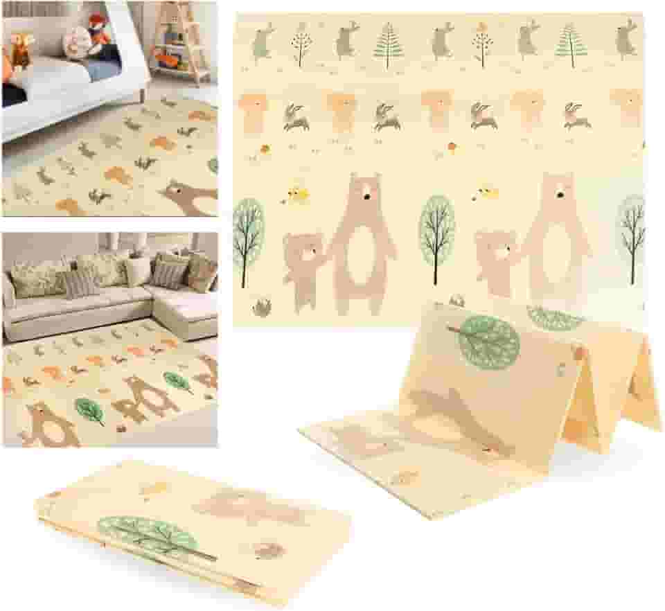 TAPETE TATAME INFANTIL EMBORRACHADO DOBRÁVEL MACIO 1,2x1,8M PISTA URSOS ESTAMPAS VARIADAS (URSO)