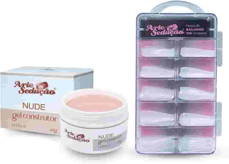 Molde F1 Bailarina 100 Un + Gel Led/UV Alongamento Nude 24g