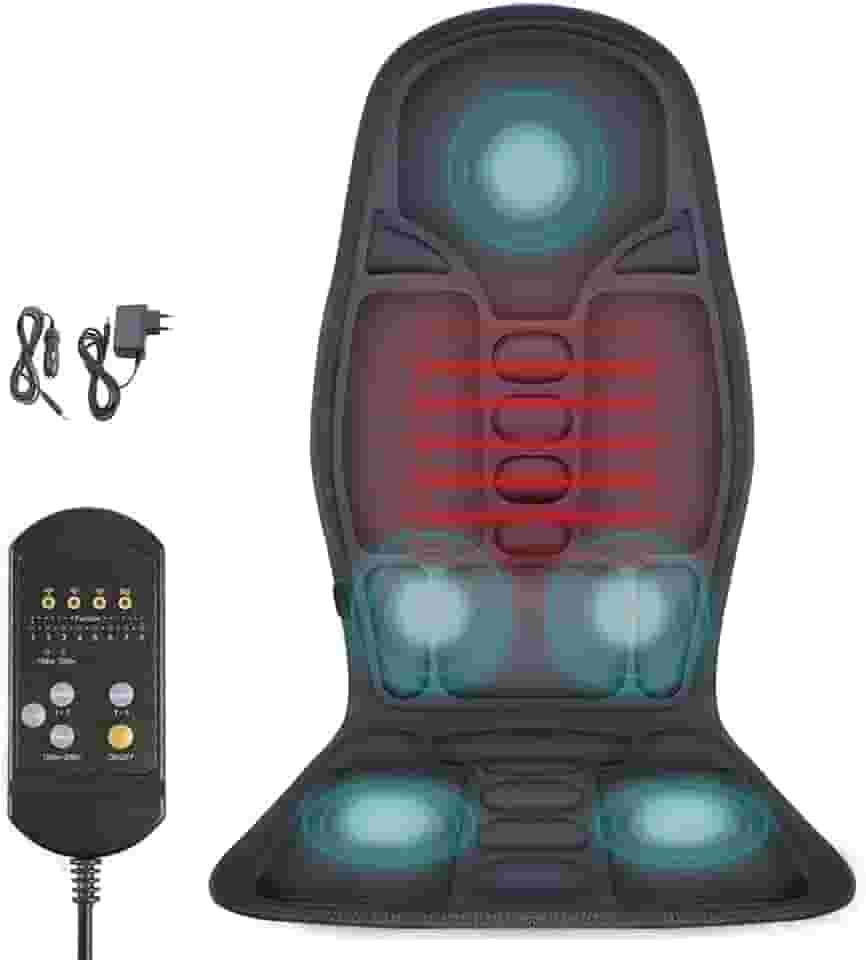 Assento Massageador Térmico com Controle,Esteira Massageadora 8 Motores,8 Modos de Massagem,3 Intensidades,Alívio de Dores nas Costas e Relaxamento Profundo para Cadeira de Escritório,Sofá e Carro