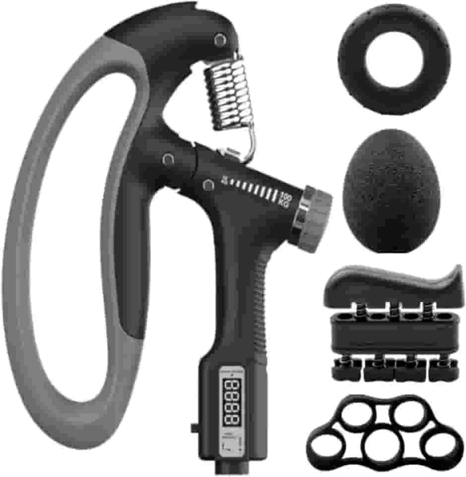 Kit Hand Grip Exercitador de Mãos e Dedos Ajustável 5 a 100kg Para Força Resistência Fisioterapia e Reabilitação Com Contador