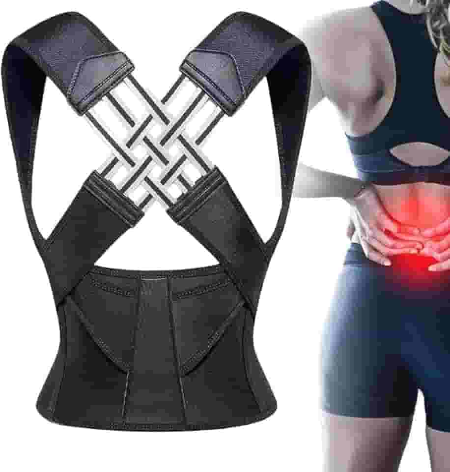 Colete Corretor Postural PostuMax - Cinta Ortopédica Postural Unissex, Suporte Lombar Ajustável, Corrija Sua Postura Durante a Rotina - 33 x Larg:40cm (Colete Fechado)