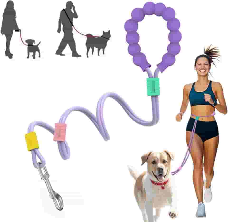DomKim Correia de corrida para cães com mãos livres com alça acolchoada, correia de cintura para passear com cães, guia de corda ajustável para filhotes de raças pequenas, guias resistentes para cães
