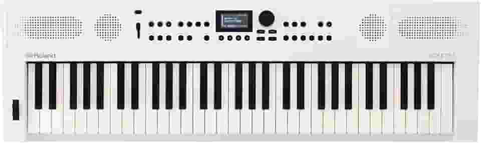 Teclado Roland GO:KEYS 5 para Criação Musical | Teclado de 61 Teclas | Alto-falantes Estéreo Integrados | Entrada para Microfone | Suporte Bluetooth Áudio/MIDI para Streaming de Música - Branco