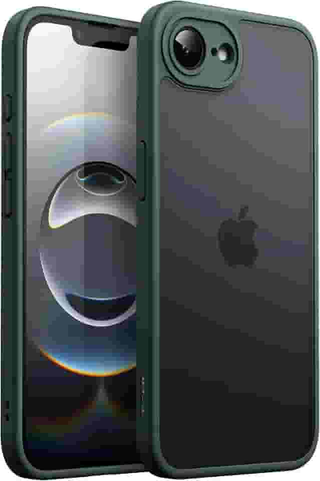 JETech Capa Matte para iPhone 16e 6,1 Polegadas 2025, Case Proteção Contra Quedas de Nível Militar à Prova de Choque, Capinha Traseira Translúcida Fosca, Anti-Impressão Digital (Verde Escuro)