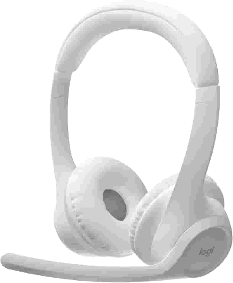 Headset Sem Fio Logitech Zone 300 Com Microfone Flip-to-Mute com Cancelamento de Ruído, Conexão Bluetooth, Bateria Recarregável via USB-C e Almofadas Confortáveis - Branco