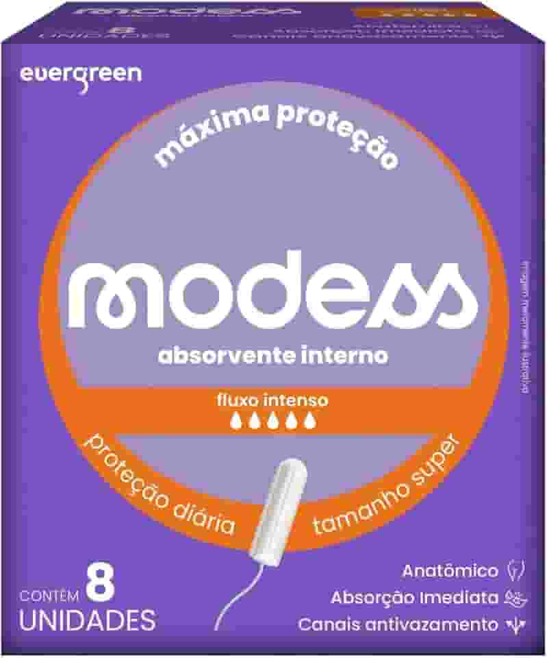 Absorvente Interno Modess Fluxo Intenso com 8un - Evergreen