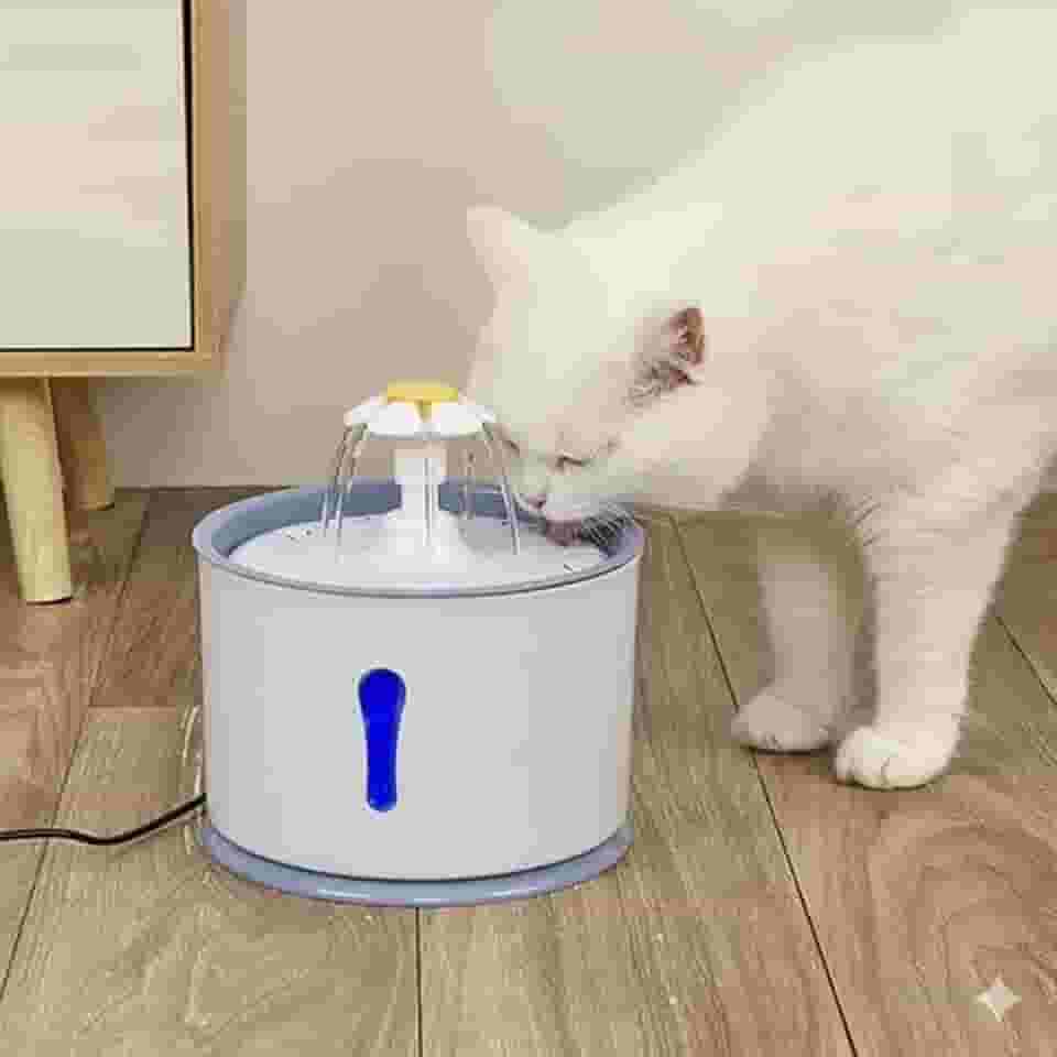 Bebedouro Fonte Elétrico para Pet, 2,4L, com Filtro de Carvão Ativado, LED Indicador, 3 Modos, USB, Material BPA-Free e Aço Inox, 18cm x 13cm