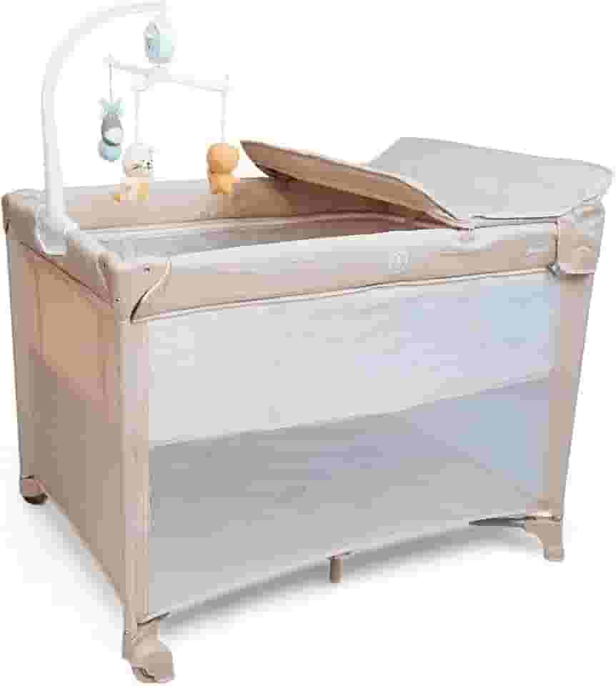 Berço e Cercadinho Portátil com Trocador e Bolsa para Transporte Bege Yuupi