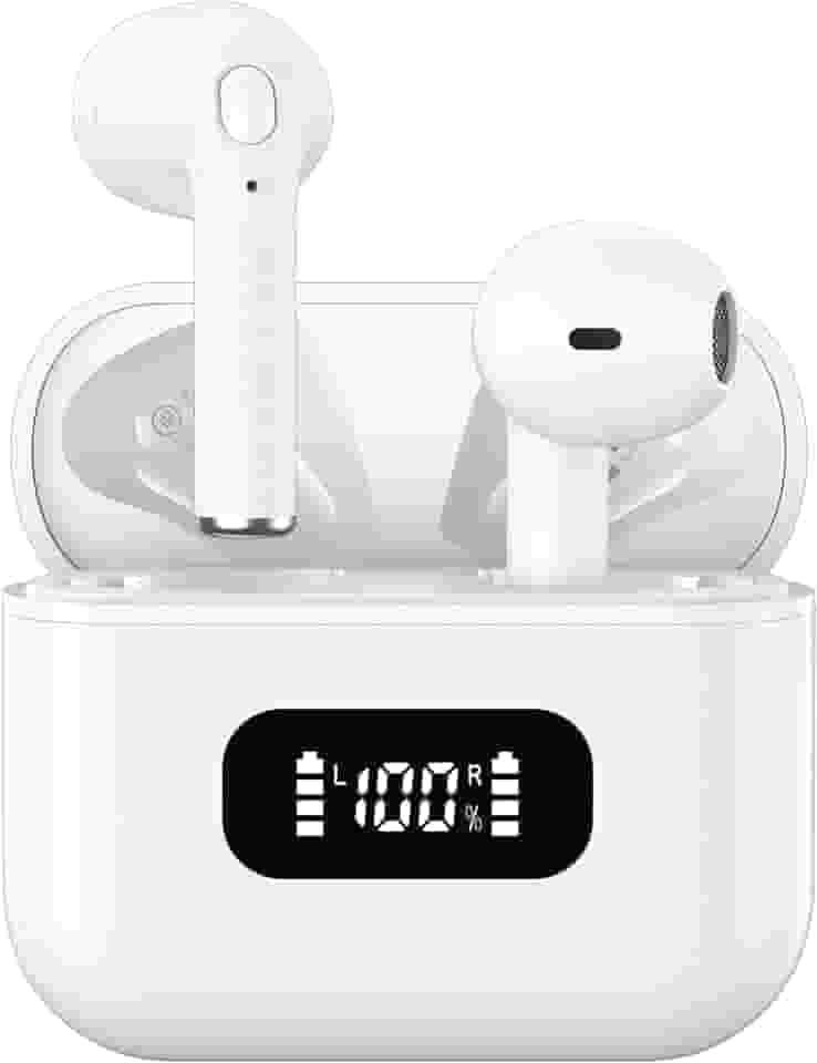 Fones de Ouvido Bluetooth Tranya True Wireless, 4 Microfones para Chamadas Claras, Controle de Botão Preciso, Bateria de Longa Duração, Conforto o Dia Todo