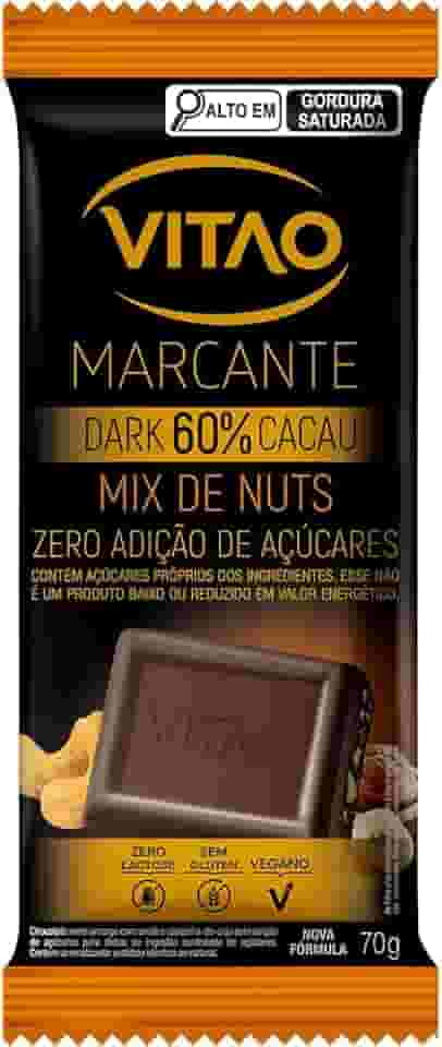 Chocolate Vitão Dark 60% Cacau Mix de Nuts Zero Açúcar 70g