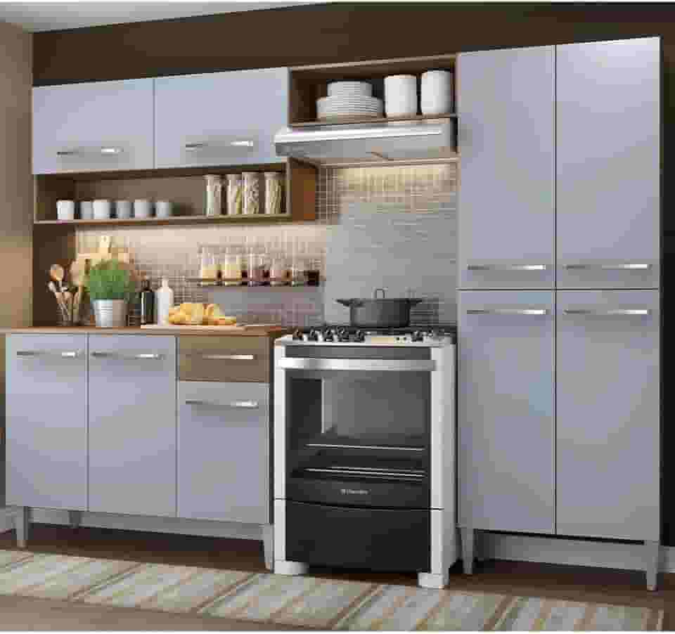 Cozinha Compacta Madesa Emilly Pop Com Armário e Balcão - Rustic/cinza